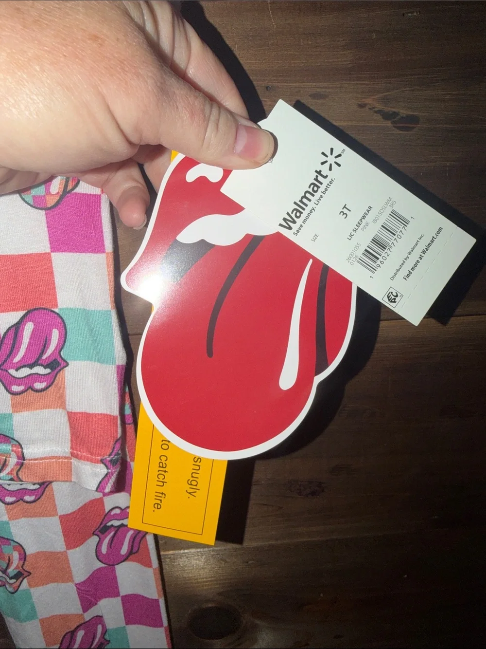 Rolling Stones Pink Mint and Coral Checkered Toddler pajamas